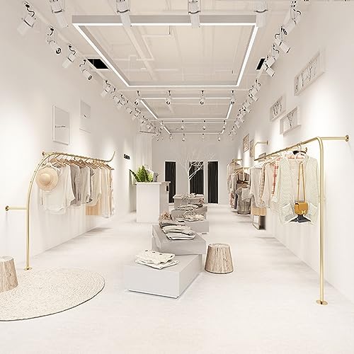 Heavy Duty Metal Wall Mounted Garment Rail - Creative Arc Shape Design Display Stand for Boutiques, Retail Stores, and Commercial Use - size: 250cm