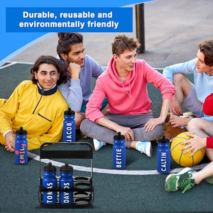 Suclain Squeeze Water Bottles with Carrier, 14 Pcs, Dark Blue - color: Dark Blue