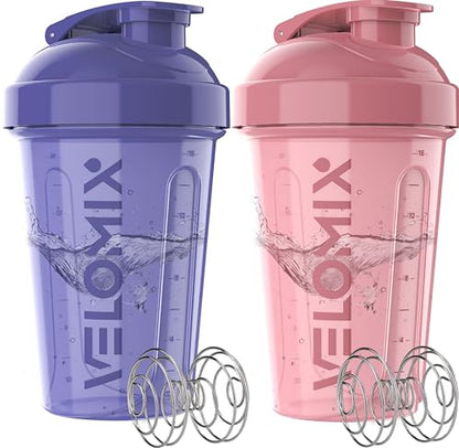 VELOMIX 2 Pack 20oz Protein Shaker Bottle for Protein Mixes, Lavender Glow - color: B4) Lavender Glow