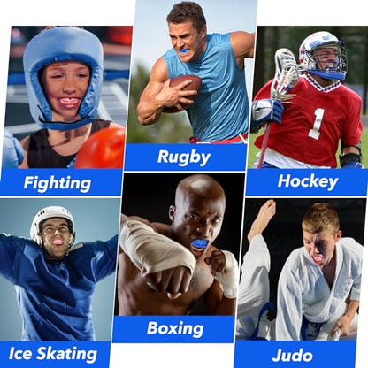2Pcs Sport Mouth Guard Youth Adult, Mouthguard for Braces, Wrestling Mouthguards for Braces, No Boil Mouth Guard, Helmet Strap, Soft, Football Hockey Boxing,Taekwondo, Jujitsu Rugby