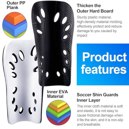 ANCIRS 2 Pair Soccer Shin Guards for Youth, Breathable Shin Guard Sleeves for Football Games, Protective EVA Cushion for Youth Men & Women - color: Blue & Black