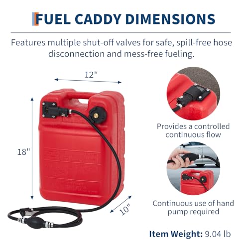 6 Gallon Marine Portable Tank Outboard Boat Transfer Tank with Line l-Shaped Handle Easy to Carry 12*10*18 Inch - size: 24 L