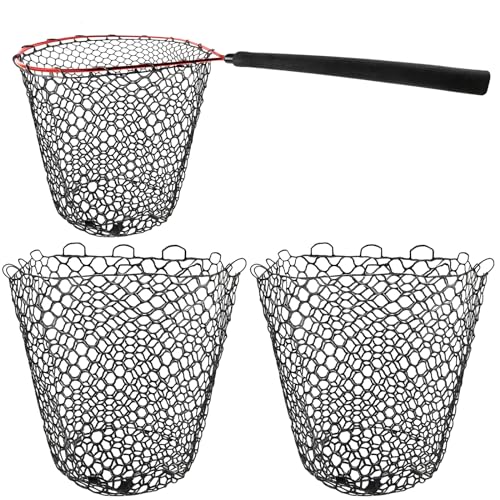 2 Pcs Replacement Rubber Fishing Net Diameter Fishing Landing Net Black Fish Netting Without Handle Replacement Fishing Net Foldable Mesh Net for Freshwater Saltwater (21.5 x 19.7 Inch)