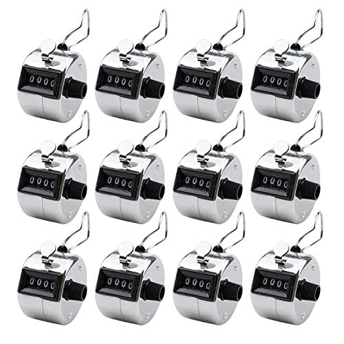 Foraineam 12 Pack Hand Tally Counters Digital Lap Counter Clicker Handheld 4 Digit Mechanical Number Click Counter