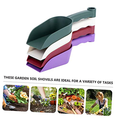 SUPVOX 4pcs Plastic Soil Scoop Lightweight Gardening Shovel for Use for Potting Soil Fertilizer Cat Litter and Bird Feeders Wine