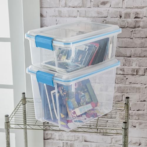 Sterilite 6-Pack Gasket Box, Clear Plastic Storage Bins with Latching Lids, 20 Qt - Large Stackable Tote Containers for Home, Closet, Bathroom, and Office Organization