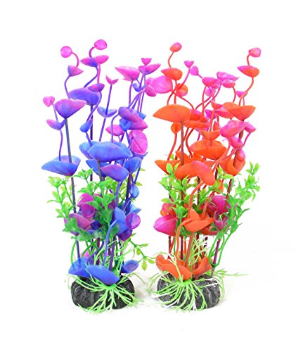 CNZ Aquarium Decor Fish Tank Decoration Ornament Artificial Plastic Plant Green 8-inch Purple & Red