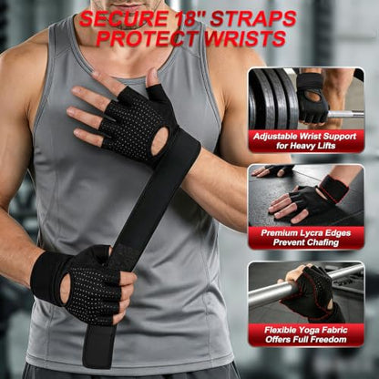 COFIT Padded Workout Gloves with Wrist Support, Gym Gloves for Men Women - size: Large