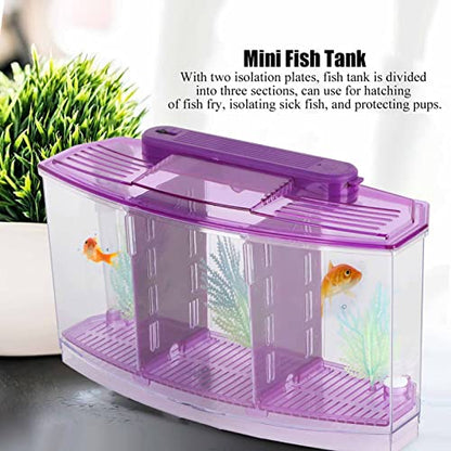 2 Betta Fish Tank With Divider, Aquarium Fish LED Acrylic Three Divisions Breeding Isolation Box for Small Fishes Aquarium Fish ()