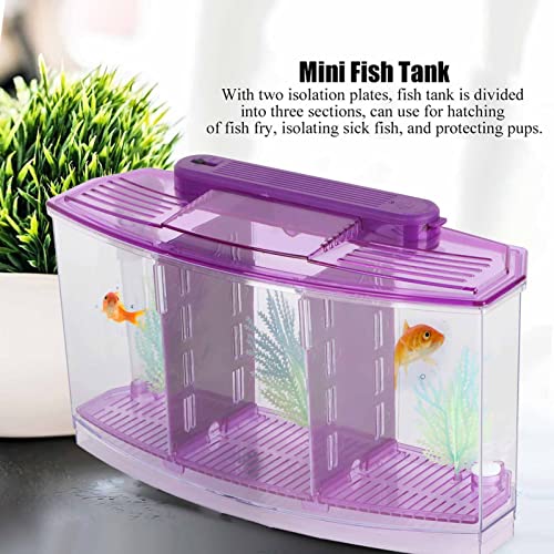 Fish Breeding Box, Aquarium Breeder Box Guppy Breeder Box Acrylic Fish Breeding Box Three Divisions Breeding Isolation Box with LED (Purple)