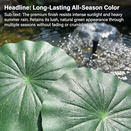 3Pcs Floating Lily Pads Leaves for Ponds, 11.4 Inch Realistic Large Eva Foam Lotus Leaf Artificial Water Plant Pads Decoration Fake Lilly Leaves Ornaments for Koi Fish Aquarium, Pond, Pool,Green