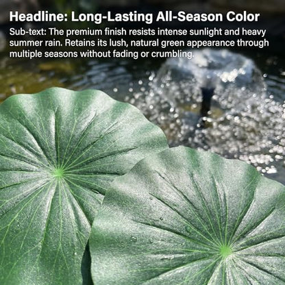 3Pcs Floating Lily Pads Leaves for Ponds, 11.4 Inch Realistic Large Eva Foam Lotus Leaf Artificial Water Plant Pads Decoration Fake Lilly Leaves Ornaments for Koi Fish Aquarium, Pond, Pool,Green