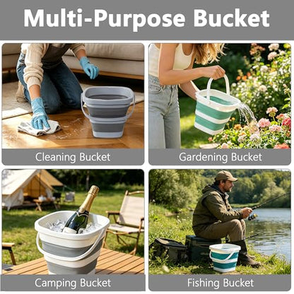 Collapsible Bucket, 1.32 Gallon 5L Small Mop Bucket for Cleaning, Car Washing, Portable Tub for Camping, RV, Beach, Sand, Fishing, Garden, Space Saving Plastic Water Basin Ice Buckets