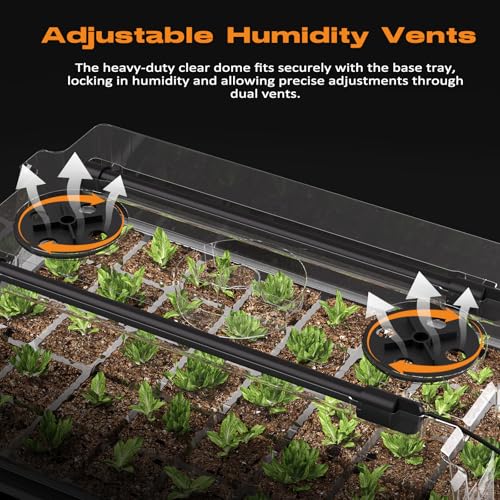 80-Cell Self-Watering Seed Starter Tray with Grow Light, Seed Starter Kit with 4.07” Humidity Dome, Indoor Seedling Starter Tray, Seed Starting Trays for Plant Germination, Seeds Growing