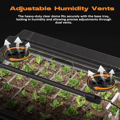 80-Cell Self-Watering Seed Starter Tray with Grow Light, Seed Starter Kit with 4.07” Humidity Dome, Indoor Seedling Starter Tray, Seed Starting Trays for Plant Germination, Seeds Growing