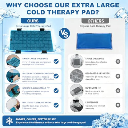 WORLD-BIO Water-Activated Extra Large Ice Pack for Full Back Pain Relief - size: 13"x21"