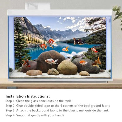 YongFoto Fish Tank Background 24x12 inch Aquarium Background Forest Lakes Rivers Mountains Nature Scenery Backdrop Reptile Habitat Terrarium Background - color: Green-5, size: 24x12in/60x30cm
