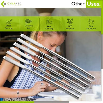 Cynamed Multi-Purpose Stainless Steel Spatula Set - 6-Piece Precision Craft, Medical & Dental Application Tools - Ideal for Mixing, Spreading & Smoothing Materials