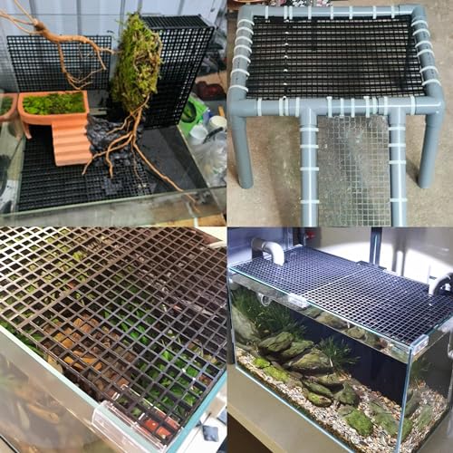 Aquarium Fish Tank Divider Plastic Egg Crate Aquarium Filter Bottom Tray Plastic Grid (S 6pcs Black) - size: S 6pcs Black