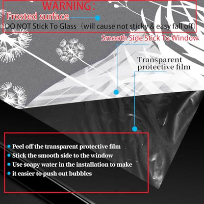 Bloss Window Privacy Film Pure White Flowers Pattern Glass Window Film,Sun Blocking Window Film,Day and Night Privacy Heat Blocking Non-Adhesive Window Tint for Home Office 41.3 x 78.7inches - color: Flower, size: 41.3" X 78.7"