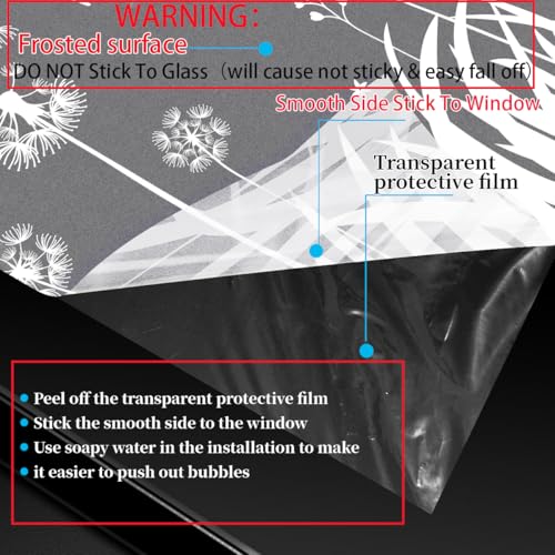 Bloss Window Privacy Film Pure White Flowers Pattern Glass Window Film,Sun Blocking Window Film,Day and Night Privacy Heat Blocking Non-Adhesive Window Tint for Home Office 17.5 x 157.5inches - color: Flower, size: 17.5" x 157.5"