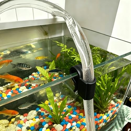 1 Pack Aquarium Hose Clip, Fish Tank Tubing Holder Clamp, Flexible Pipe Fixing Bracket for Water Tube Securing (White)