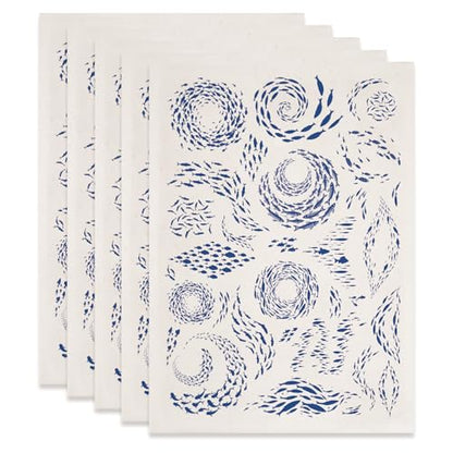 PLIGREAT 5 Pcs School of Fish Underglaze Transfer for Pottery, Ceramic Clay Transfer Paper Blue Rustic Ceramic Tile Decals Under Glaze Transfers for DIY Handicraft Supplies, 20.5x14.6in - style: School of Fish