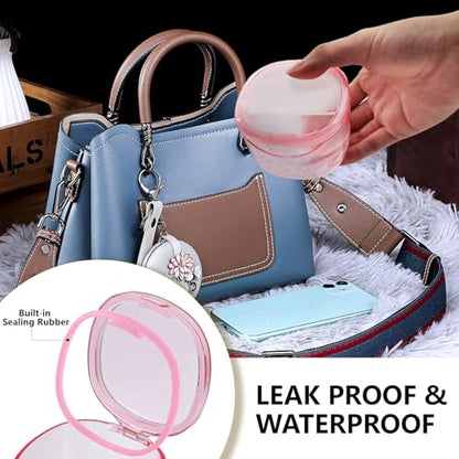 Travel Denture Case Denture Soaking Container with Brush, Denture Cleaning Case Retainer Bath Box Case False Teeth Container - Leak Proof & Lid Waterproof - Transparent Pink - color: Transparent Pink