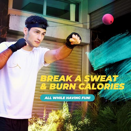 Boxing Reflex Ball for Adults - React Reflex Balls on String with Headband, Carry Bag and Hand Wraps - Improve Hand Eye Coordination, Punching Speed, Fight Reaction
