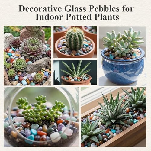 Quartz Crystals, Crushed Chips Tumbled Polished Stone Beads Irregular Shaped Succulent Rocks for Plants Indoor Betta Fish Tank Gravel Vase Filler Crafts About 1lb(450g),10 Different Kinds