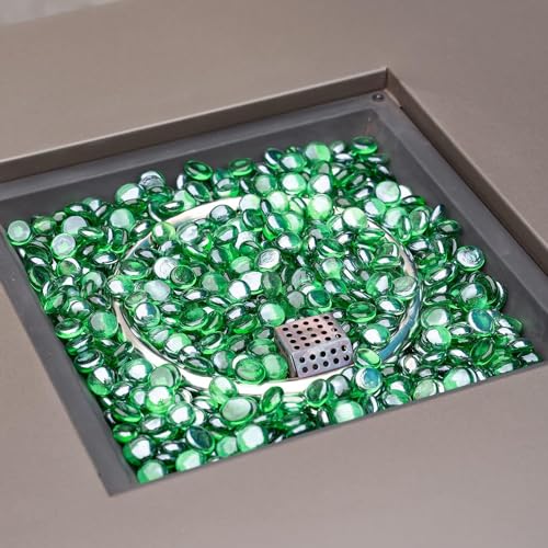 OnlyFire Fire Pit Glass Rocks 10 lbs, High Luster Fire Glass Beads 1/2 Inch, Tempered Glass Marbles for Propane/Natural Gas Fire Pit, Fireplace, Multicolor & Blends Available - color: Emerald Green