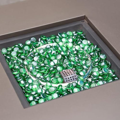 OnlyFire Fire Pit Glass Rocks 10 lbs, High Luster Fire Glass Beads 1/2 Inch, Tempered Glass Marbles for Propane/Natural Gas Fire Pit, Fireplace, Multicolor & Blends Available - color: Emerald Green