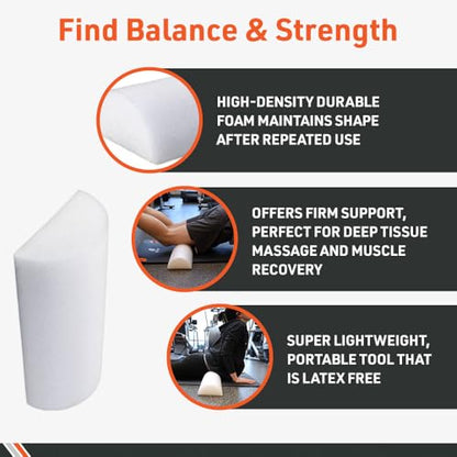 BodySport Half Foam Roller, 6 x 12 in - Half-Round Foam Roller for Stretching, Balance, Positioning and Physical Therapy Exercises - size: Half 6 x 12 in