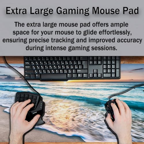 Keyboard Mats Desk Accessories Kit Gaming Mousepad Big Mouse Pads Pc Desk Mat Full Desk Mat Waterproof Non-Slip Rubber Base 35.4" X 15.7" for Game Office, Beach Sunset Ocean Waves - color: Beach