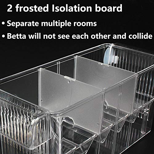 Fish Breeding Box, 3 Rooms HD Aquarium Breeder Box with Suction Cups Hatchery Acrylic Fish Incubator Isolation with Artificial Plant for Guppy Hatchery - size: 3 Rooms