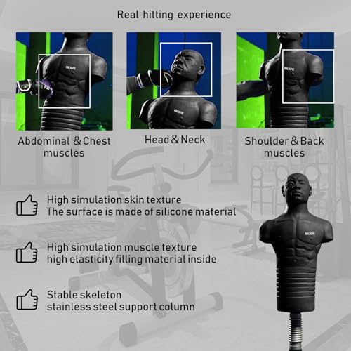 Punching Dummy Freestanding Silicone Punching Bag with Telescopic Height - color: Black