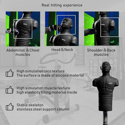 Punching Dummy Freestanding Silicone Punching Bag with Telescopic Height - color: Black
