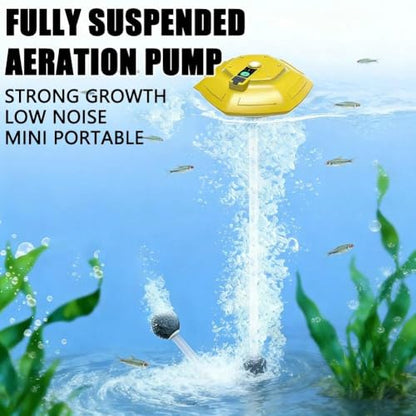Floating Aerator, IPX7 Waterproof Rechargeable Bait Bucket Aerator, Portable Live Bait Oxygen Pump for Fishing, Livewell & Fish Tank, USB Powered Air Pump for Transport
