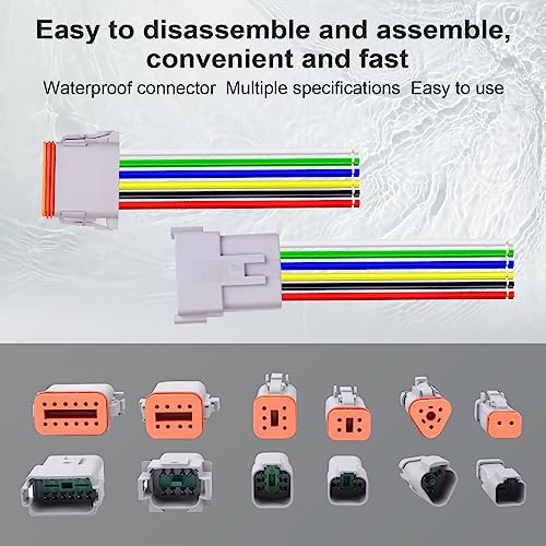 6Pack 3-Pin Waterproof DT Connector Male and Female Wire Connectors with 16AWG 105℃ 600V Wires and Heat Shrink Tubes, Applicable for Automotive Electrical Connections - size: 3-pion/6pack