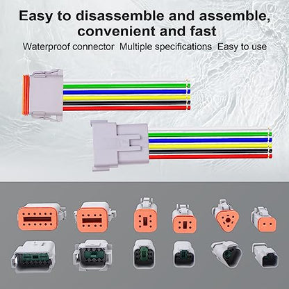 6Pack 3-Pin Waterproof DT Connector Male and Female Wire Connectors with 16AWG 105℃ 600V Wires and Heat Shrink Tubes, Applicable for Automotive Electrical Connections - size: 3-pion/6pack