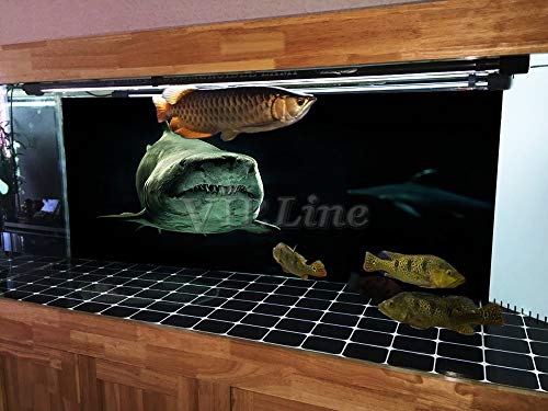 Shark Aquarium Background Poster PVC Fish Tank Decorations Landscape 24 36 48 72 (48" x 16"/ 122 x 41cm)