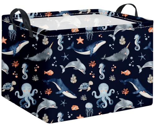 Rectangular Ocean Basket Kids Baby Storage Bin Organizer Box for Boys Under the Sea Nursery Decor(Ocean) - color: Ocean