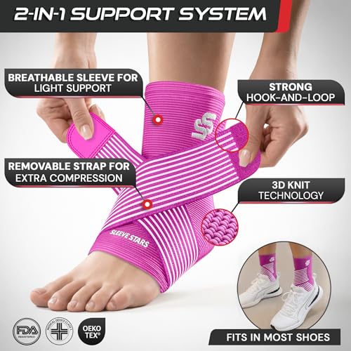 Sleeve Stars Ankle Brace Men & Women Support (Single/M:10"-12"/Hot Pink) - color: Hot Pink, size: Medium