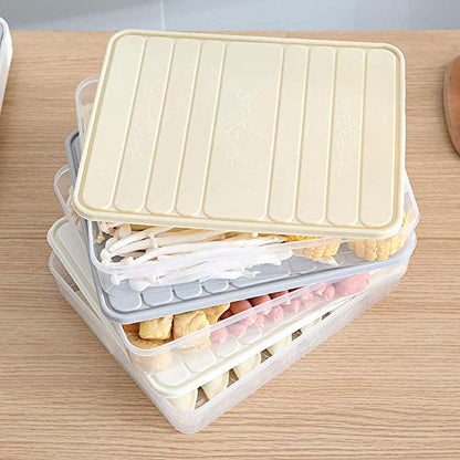 Square Refrigerator Storage Box Kitchen Household Plastic Food Sealed Frozen Fish And Shrimp Sliced Vegetable Box Refrigerator Storage & Finishing Box-Gris