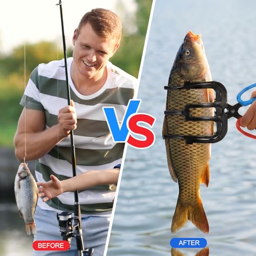 8 Pack Fish Grippers for Fishing Set, 4 x 2-Claw and 4 x 3-Claw Metal Fish Grabber Tools, Non-Slip Fishes Control Clamp for Freshwater Fishing, Crab, Dock, Boat and Tackle Box Use