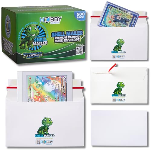500 Pack Shell Mailer Trading Card Envelopes by Hobby Armor, 7" x 4.35" Trading Card Mailers for Shipping, Perfect Sized Shipping Envelope for Mailing Semi-Rigid and Toploaders, Protector Supplies - color: 500 Pack - Turtle
