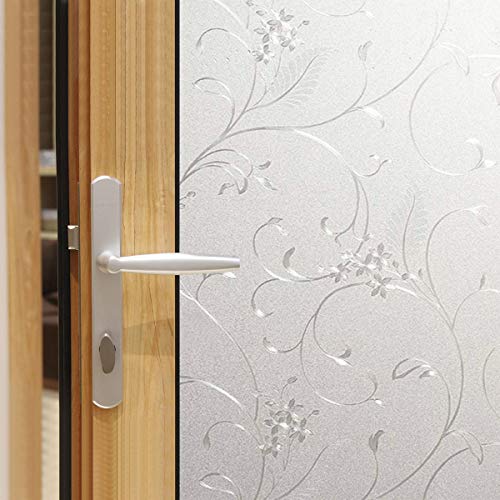 Frosted Privacy Window Film, Glass Door Privacy Film Non-Adhesive Window Clings for Home Office Decoration, Anti-UV, Heat Control and Prevent Bird Strikes (Wheat, 17.7x78.7 Inch) - size: 17.7x78.7 Inches