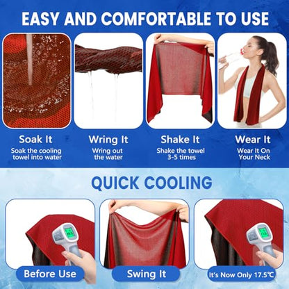 Hosuly 100 Pack Cooling Towels, 40"x12" - color: Deep Blue, Red