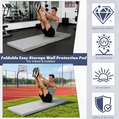 1-Piece Wall Pads for Gym, 2" Thick Wall Cushion Padding Basketball Court Garage Wall Mount Protector, 60" L x 24" W Anti Collision Exercise Mats for Basement Taekwondo - color: gray