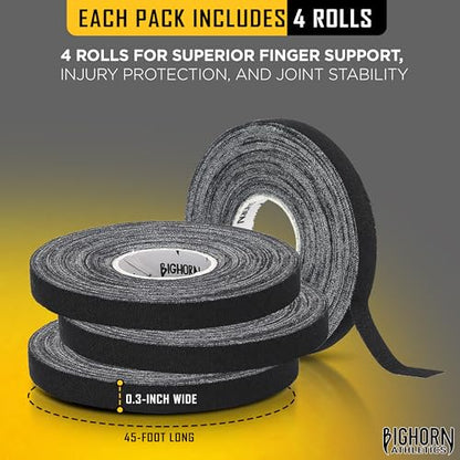 Finger Tape, 0.3-Inch x 45-Feet, 4 Rolls, Black - color: Black, size: 0.3-Inch